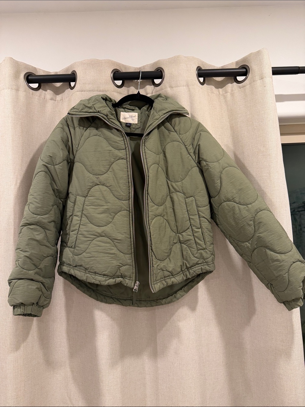 Universal Thread Olive Green Quilted Hooded Puffer Jacket - Kids